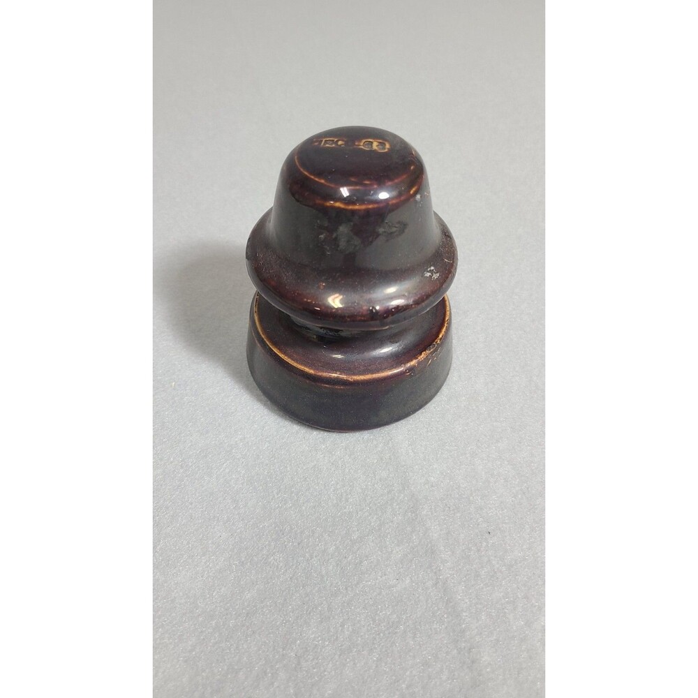Vintage PINCO-P Ceramic Electric Pole Insulator Dark Brown Color 3.5"x3.25"